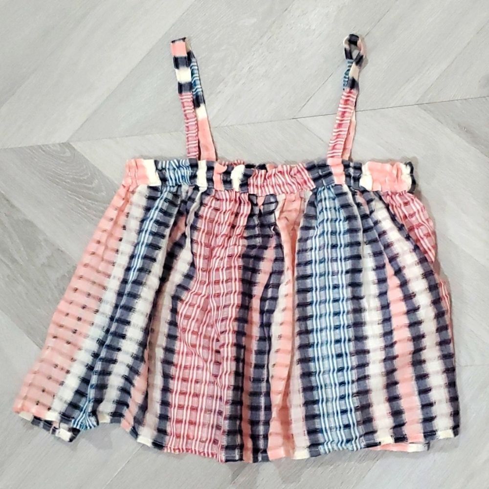 Lou & Grey Pink and Blue Striped Crop Top